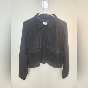 LE LIS Collection Black Suede Button Up Jacket